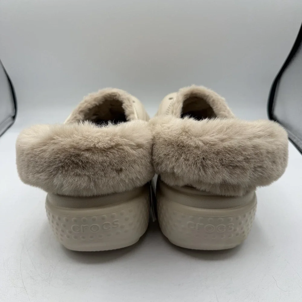 Crocs Stomp Lined‎ Clogs Mens Sz 12 Stucco Fur Lined Platform Slip On Warm Fuzzy